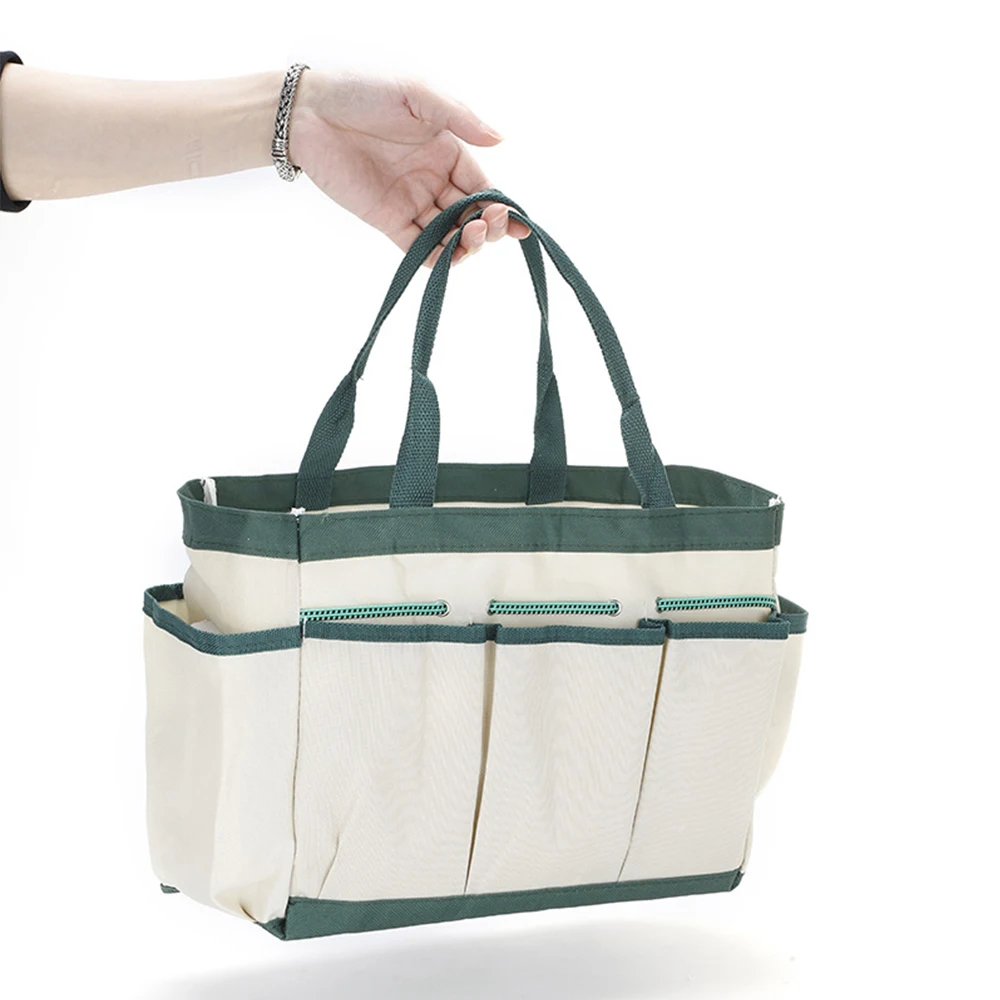 Garden Tool Bag Heavy Duty Canvas Garden Organizer Tote Bag with 8 Deep Pockets Handles Strap Tool Kit for Garden-tools Storage