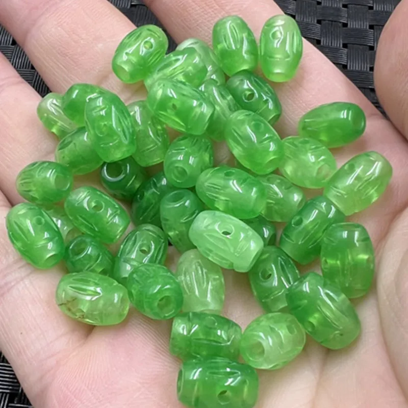 Jade Scattered Beads Green Money Beads Loose Beads Scattered Beads Quartz Rock Jade Big-Hole Bulk Beads Scattered BeadsdiyBracel