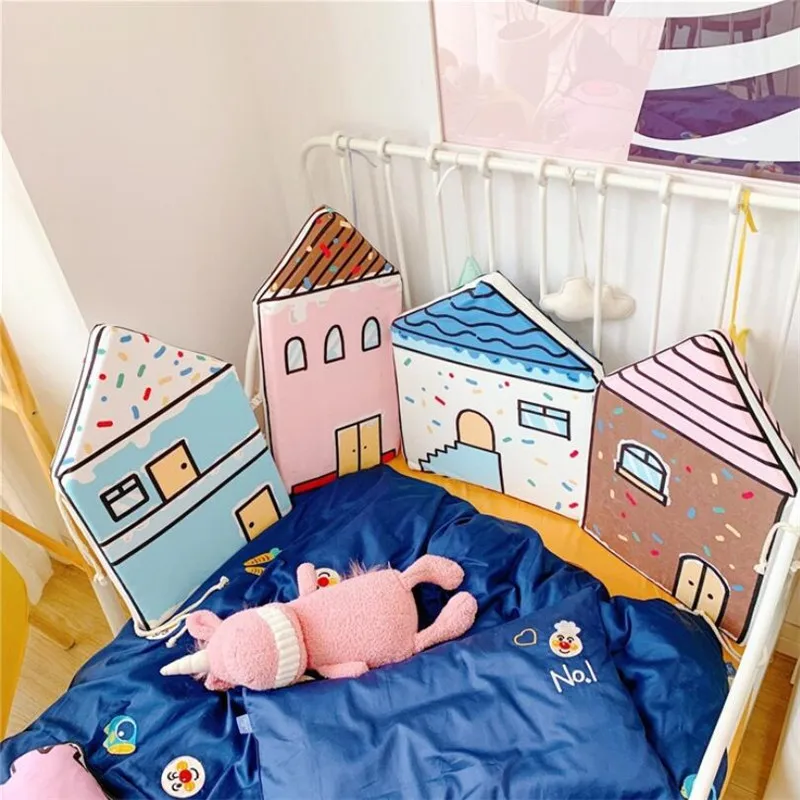 Small House Bed Surround Crib Protection Guardrail Bed Railing secure Detachable and Washable Children's Room Decoration