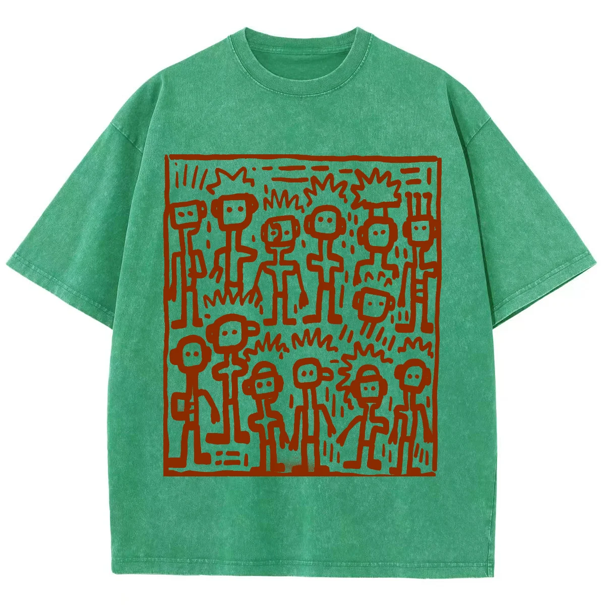 Simple Line Hand-Painted Robot Printed T-Shirt 2024 Trend Designer New Short-Sleeved Neutral Style Shoulder Tee