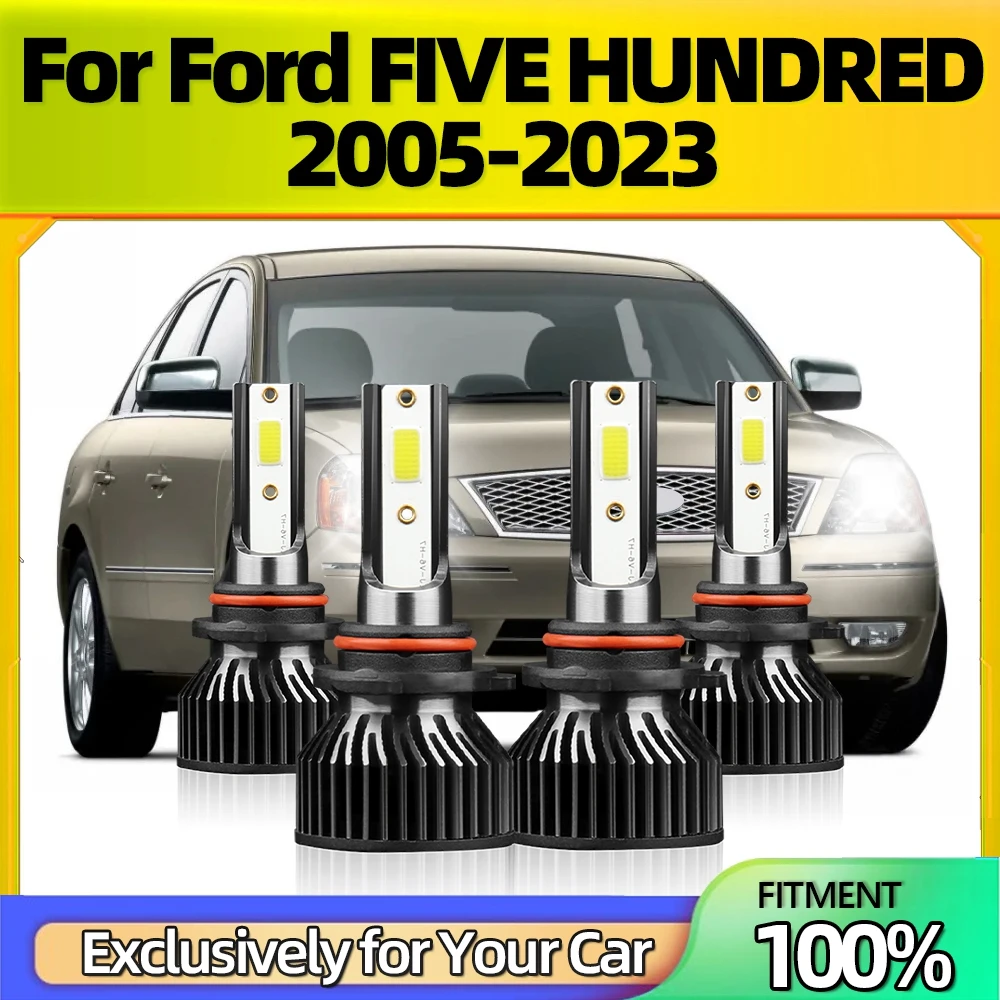 

4x 9005 9006 Car LED Headlight White 25000LM 6500K 12-24V Light Car Accessories Kit Plug-N-Play For Ford FIVE HUNDRED 2005-2023