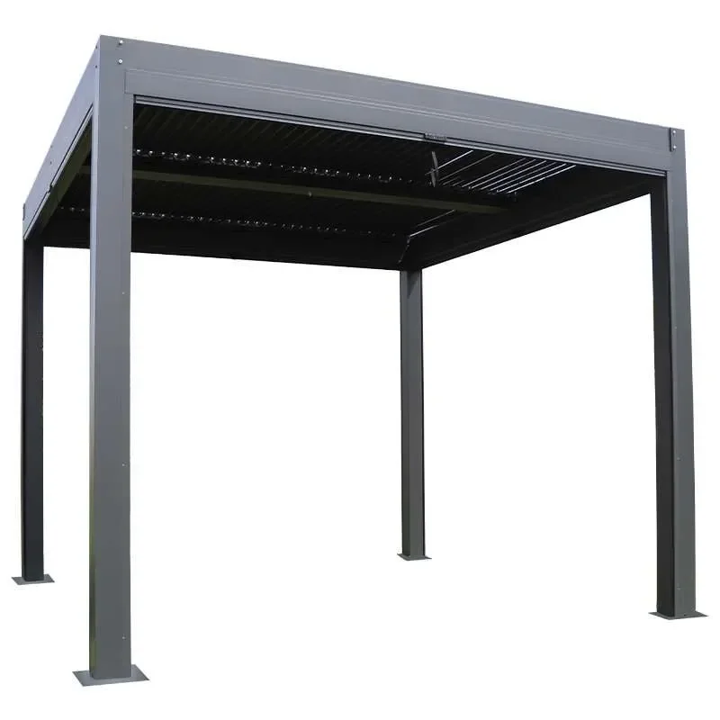 4.8x3.27m.4.02x2.52 Modern Outdoor Aluminum Louver Waterproof OEM Customized Pergola with LED light