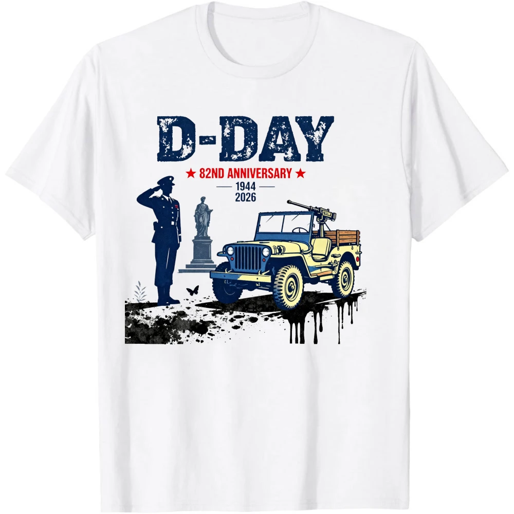 D-Day The Normandy Landings The Battle of Omaha Beach 82nd Anniversary Commemoration T Shirt Men Clothes Summer Short-sleeved