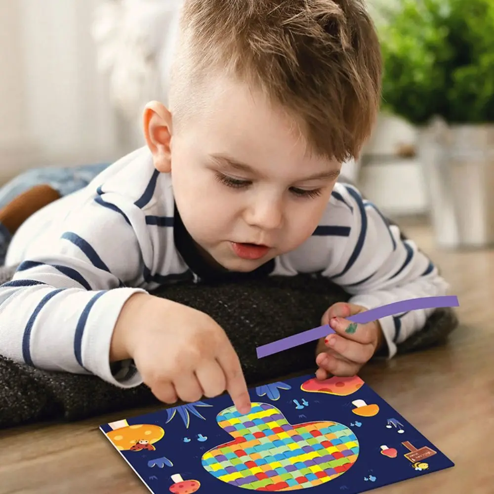 Juguetes de tejido hechos a mano para manualidades, conjunto de Material de tejido de animales sensorial Montessori, adorno de papel, juguetes de pintura tejidos