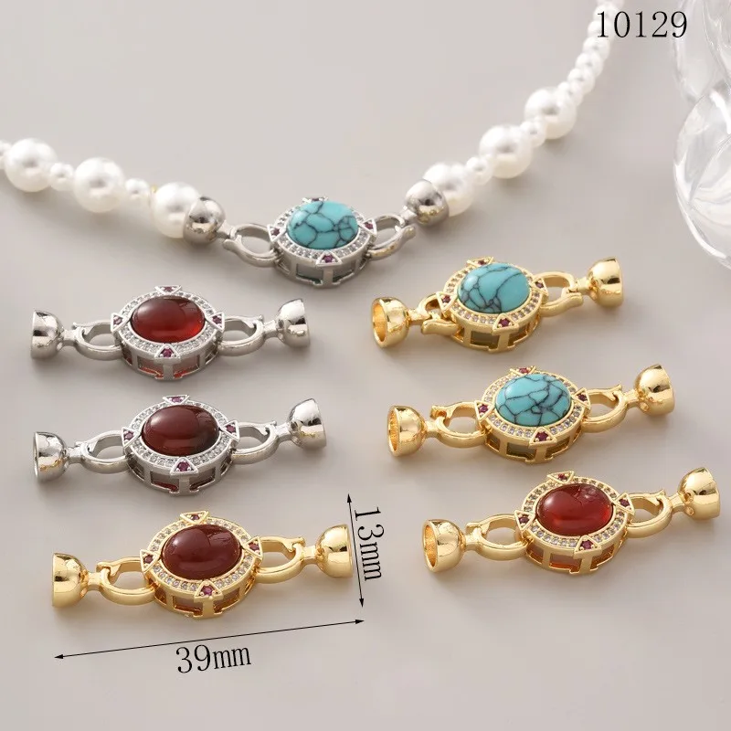 A DIY necklace button with micro inlaid synthetic zircon retro handmade closure button, connecting button mother button, sweater