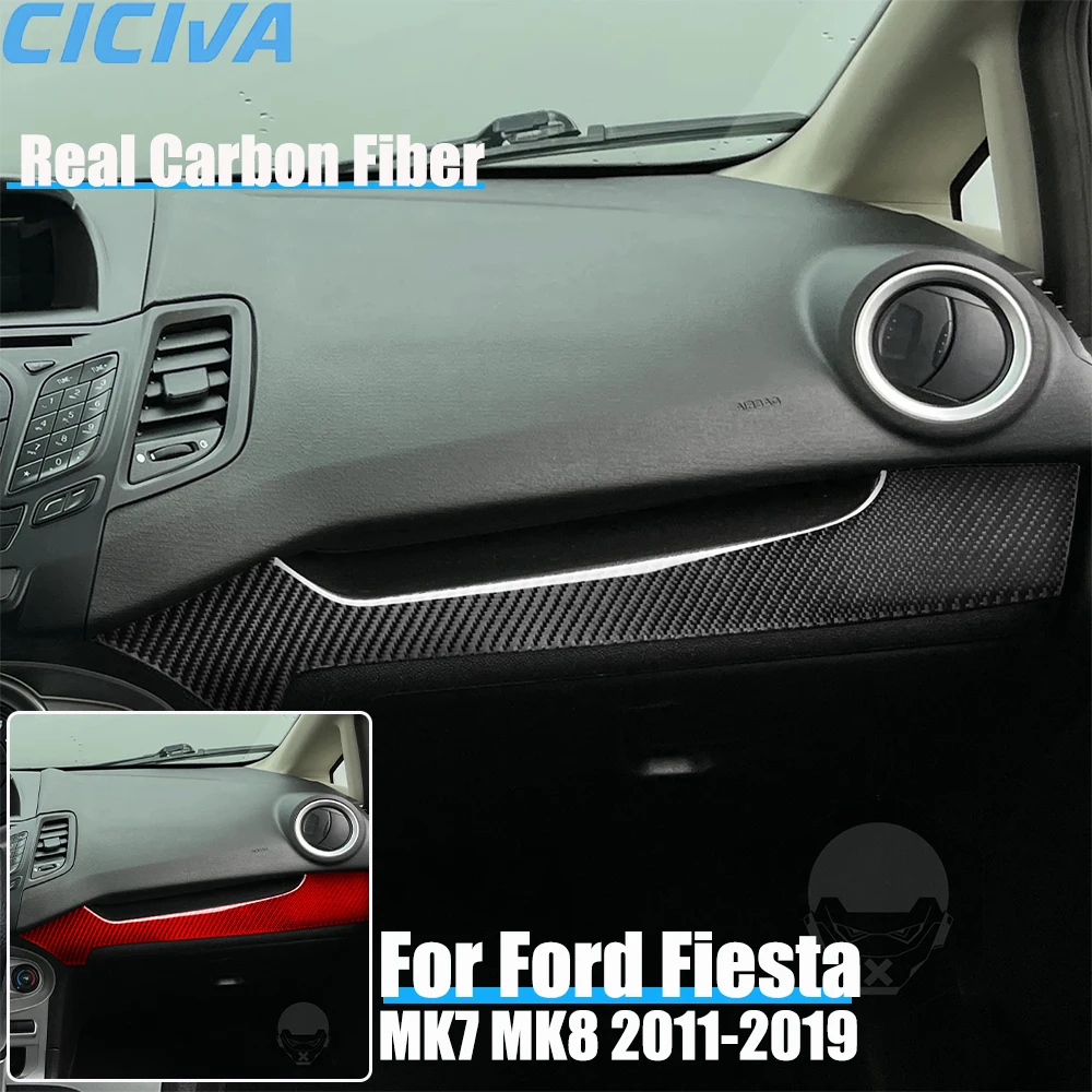 

Настоящее углеродное волокно, автомобильные аксессуары, отделка панели приборной панели пассажира, декоративная крышка, мягкая наклейка для Ford Fiesta MK7 MK8 2011-2019