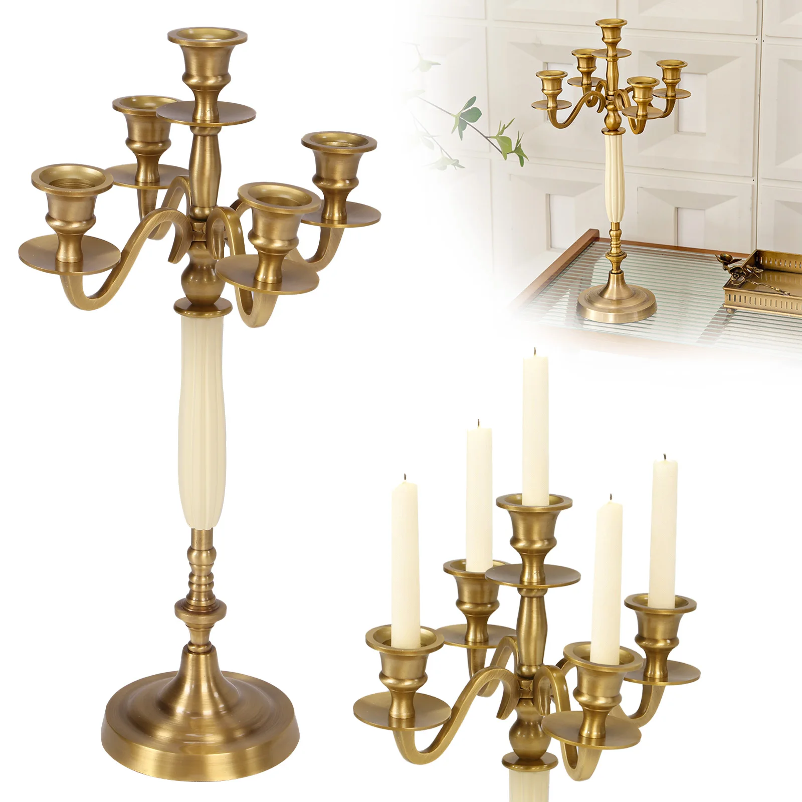 

3/5 Arms Metal Candelabra Candlestick Wedding Event Candelabra Candlestick Candleholders for Wedding Dining Table Fireplace