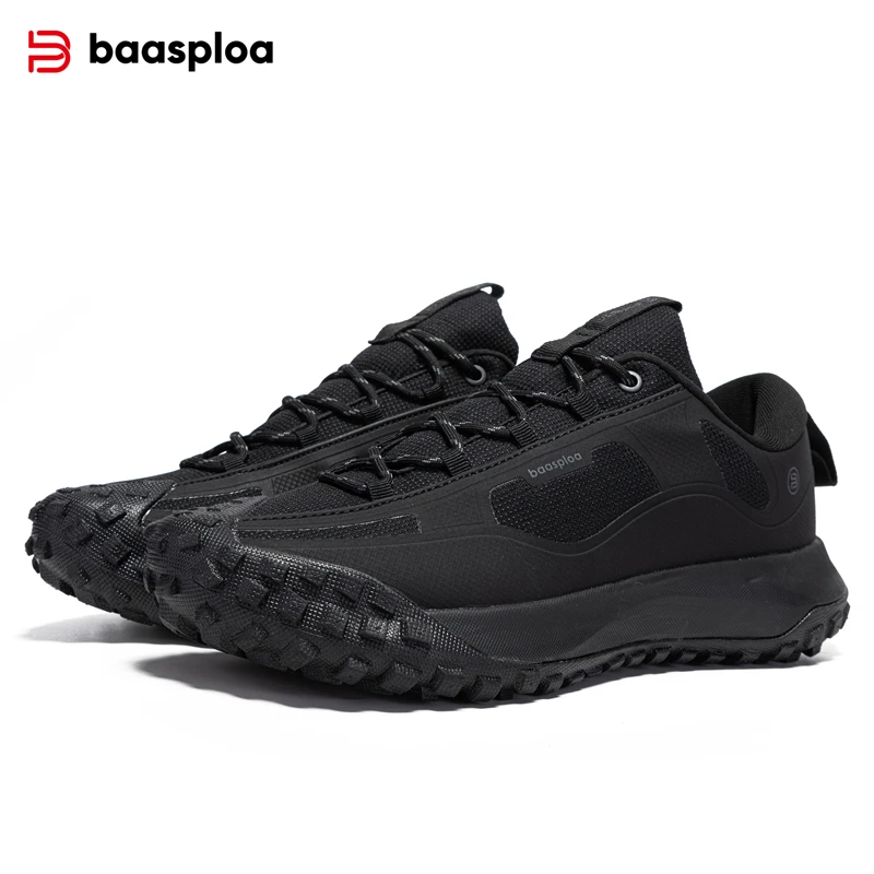 Baasploa Hiking Shoes Men Outdoor Waterproof Camping Resistant Non Slip Sneakers Male Casual Lightweight Lace-Up Walking Shoes