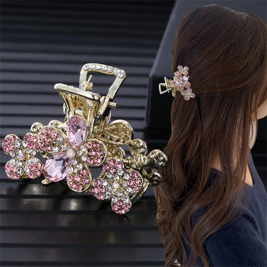 Fashion Metal Hair Claw For Women Gold Color the flowers Crab Hair Clip Korean Elegant Geometric Hairpin Girl Hair Accessories