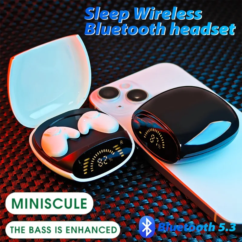 Sleep Invisible Headset Wireless Bluetooth 5.3 Headphones Highend Dual Ear in Ear Mini Painless Call Noise Cancelling Headphones