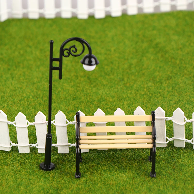 Dollhouse Park Bench Mini Stuff Street Lamp Model Micro Filming Props Desktop Ornament Miniature Toys Dolls House Accessories