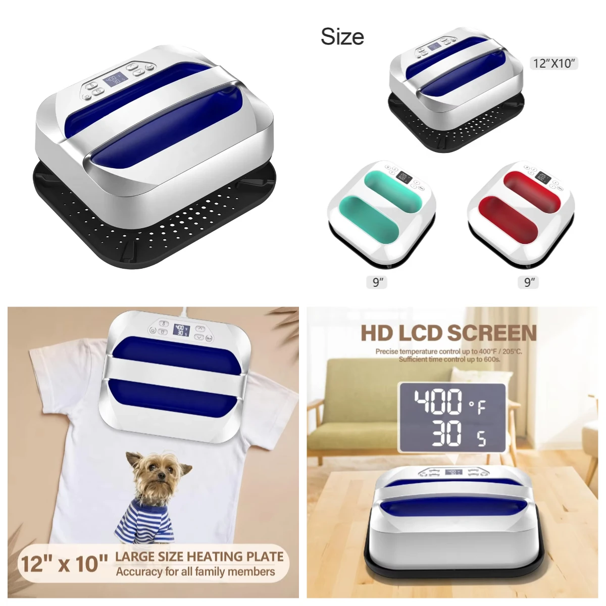 

WJW Hot Selling Portable Heat Press Machine 9*9Inch Easy Press Flatbed Printer 10*12inch Mini Heat Press Machine for T-shirt