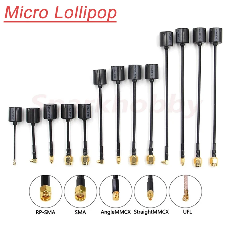 New Micro Lollipop 5.8G RHCP Image Transmission Antenna 65/105/145MM SMA / RP-SMA / MMCX / UFL For RC FPV Racing Drones DIY Part