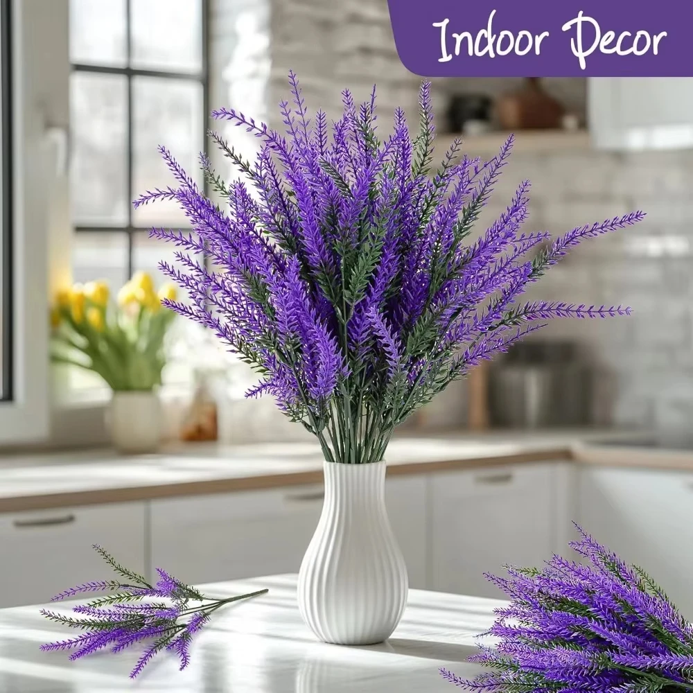 5Pcs Artificial Lavender Flowers Heads DIY Fake Flowers Bouquets Home Room Decor Party Garden Table Wedding Decor Outdoor Plants 2