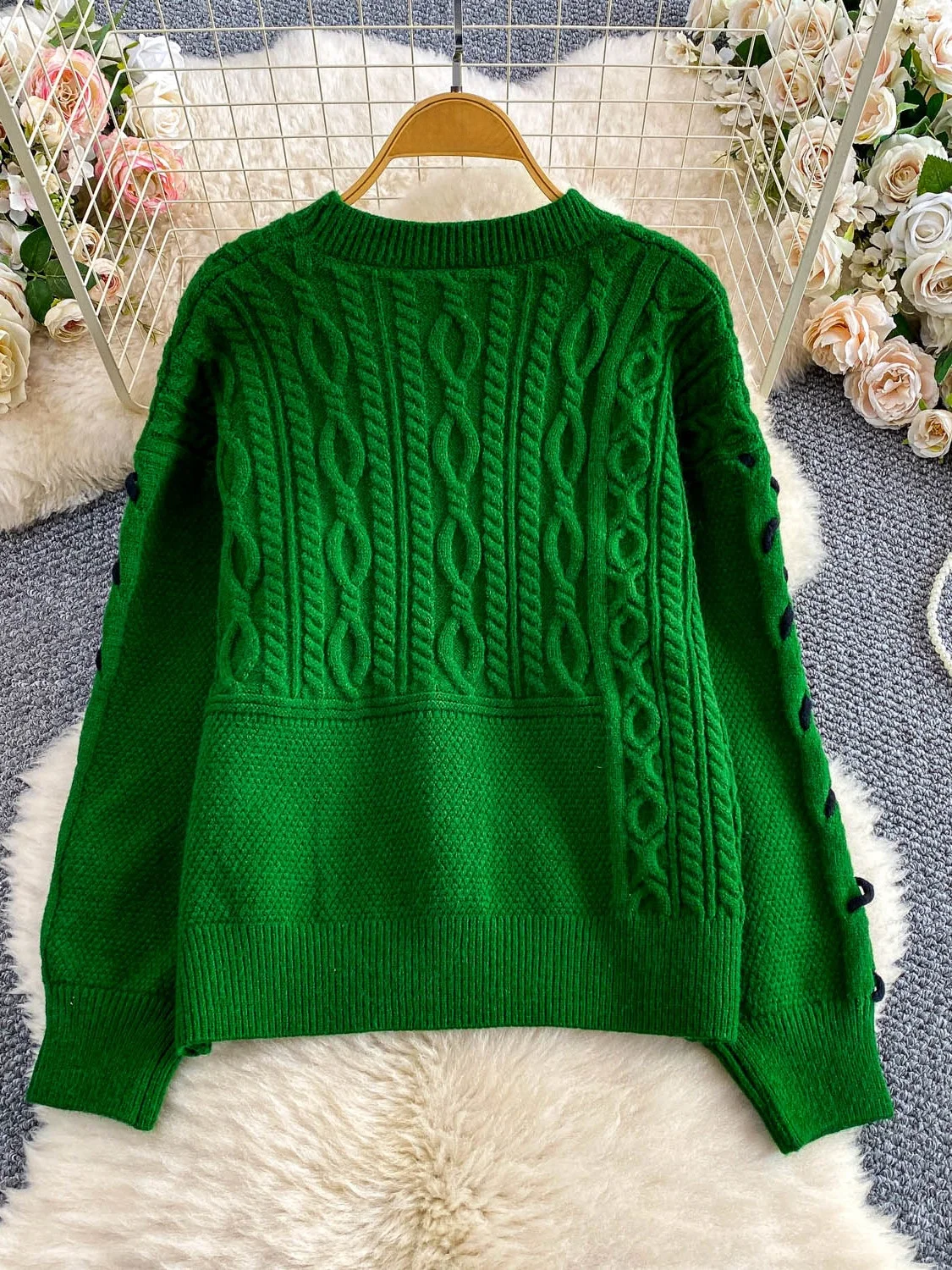 Suéter de Punto ueso de Manga Larga para Mujer, Nuevo Estilo de Invierno, Diseño Informal, Cómodo y Cálido, Cuello Redondo