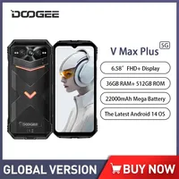 DOOGEE V Max Plus 5G Rugged Phone 22000mAh Battery 200MP Camera Mobile Phones 6.58 Inch 120Hz Octa Core Smartphone Android14 NFC