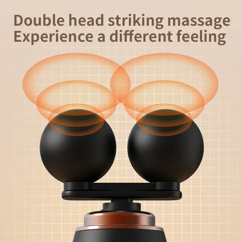 Masajeador de experiencia de masaje dual con pistola de fascia con mango extendido de doble cabezal