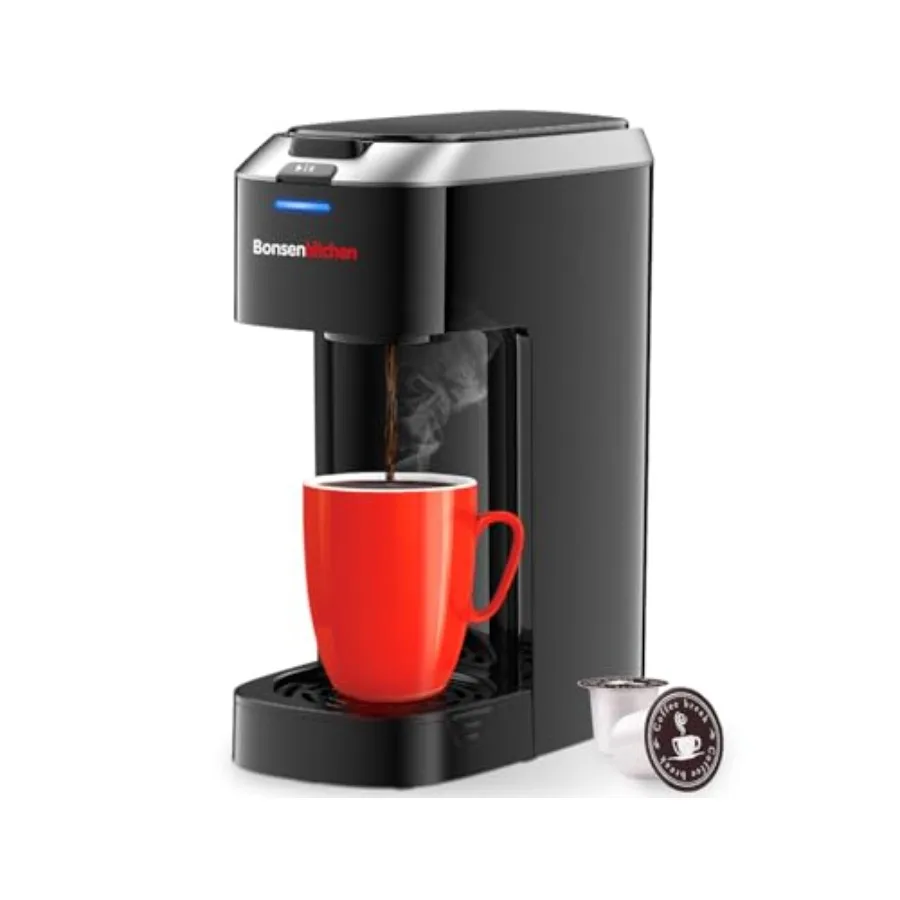

Кофеварка для одной порции с капсулами K-Cup, объемом заваривания 6-14 унций, быстрое приготовление за 3 минуты, регулировка интенсивности, материалы без BPA.