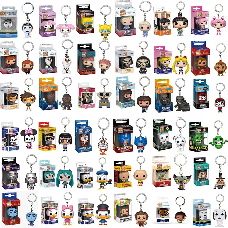 40 Styles Funko POP DISNEY Keychain Frozen Mickey Mouse Stitch Sailor Moon Transformers Donald Tony the Tiger Godzilla Toys Gift