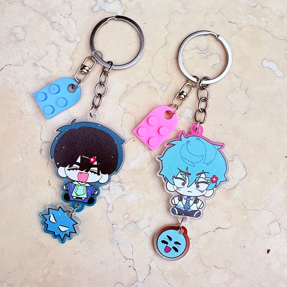 2Pcs/Set Ivan & Till Acrylic Couple Keychain PVC Heart Anime Alien Stage Keyring Cosplay Props Backpack Pendant Christmas Gifts