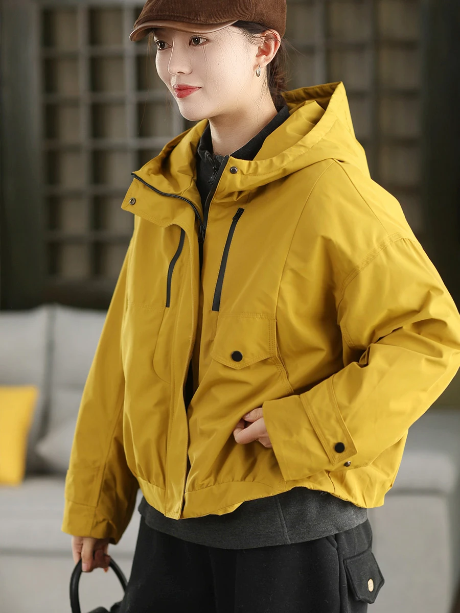 

Утепленная шерстяная куртка с капюшоном, короткое хлопковое пальто, зимняя модная теплая куртка с водонепроницаемой внутренней подкладкой, застежка-молния