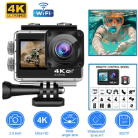 Dual Screen 4K 60FPS Action Camera 16MP 2.0 Touch LCD EIS Wi-Fi 170D 30m Waterproof Remote Control 4X Zoom Go Sports Pro Cam