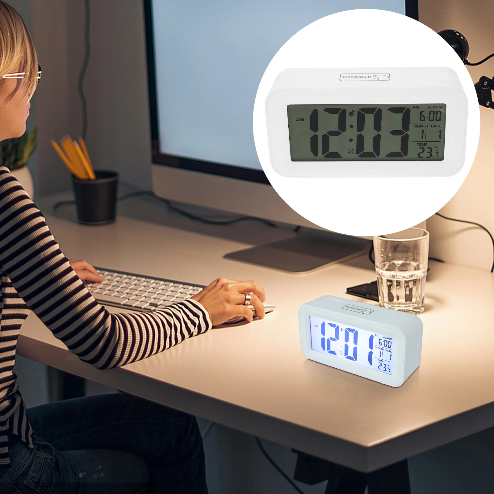 

Alarm Clock Real LCD Big Technology Multifunctional Digital Clock Snooze Gradual Sound Energy Saving