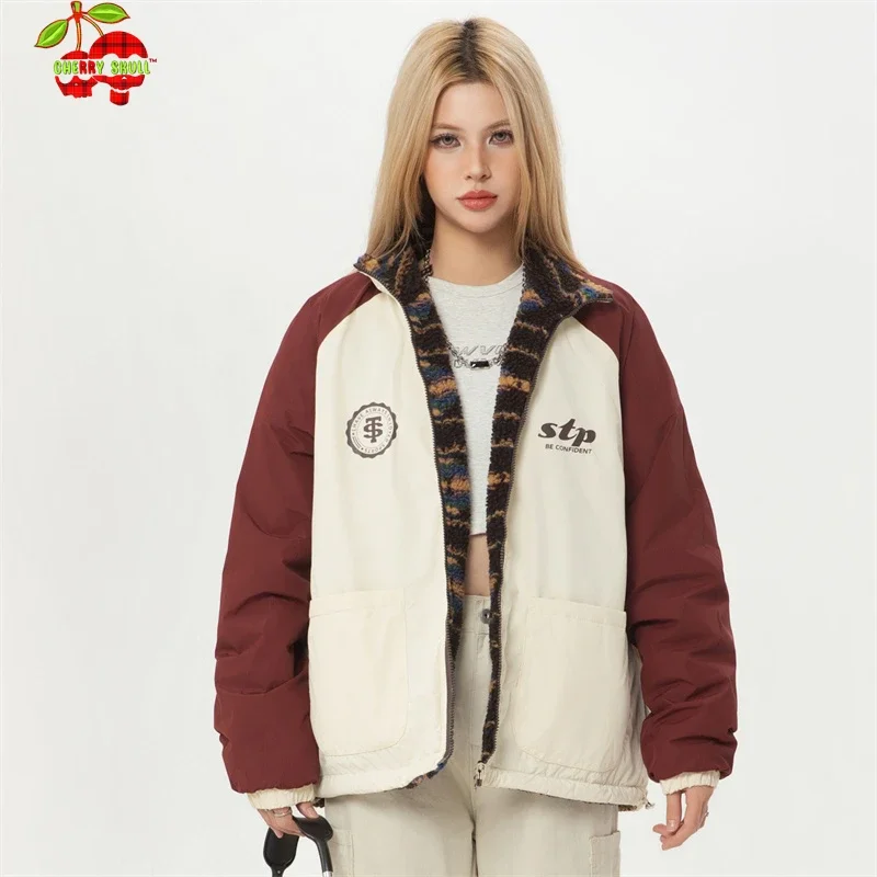 Winter Coats Woman 2024 Berber Fleece Reversible Style Winter Jackets Women Color Matching Fashion Women's Demi-season Jacket