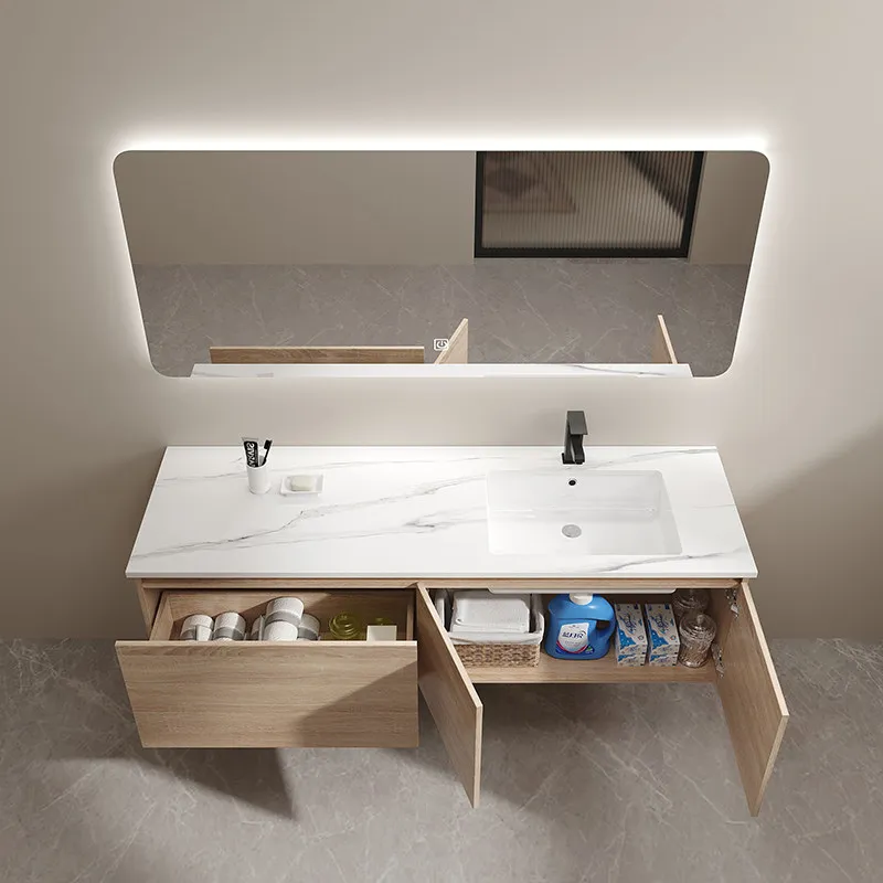 Log extended rock slab toilet washbasin, washbasin washbasin, bathroom cabinet combination