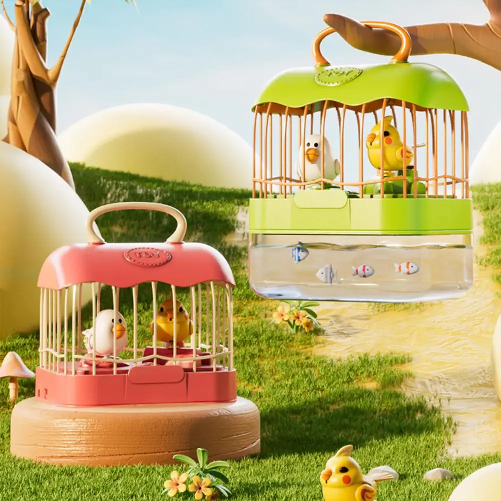 Electric Birdcage Toy Bird Toy Voice-activated Birdcage Toy with Fish Tank Musical Parrot Fun Toddler Gift for Boys Girls