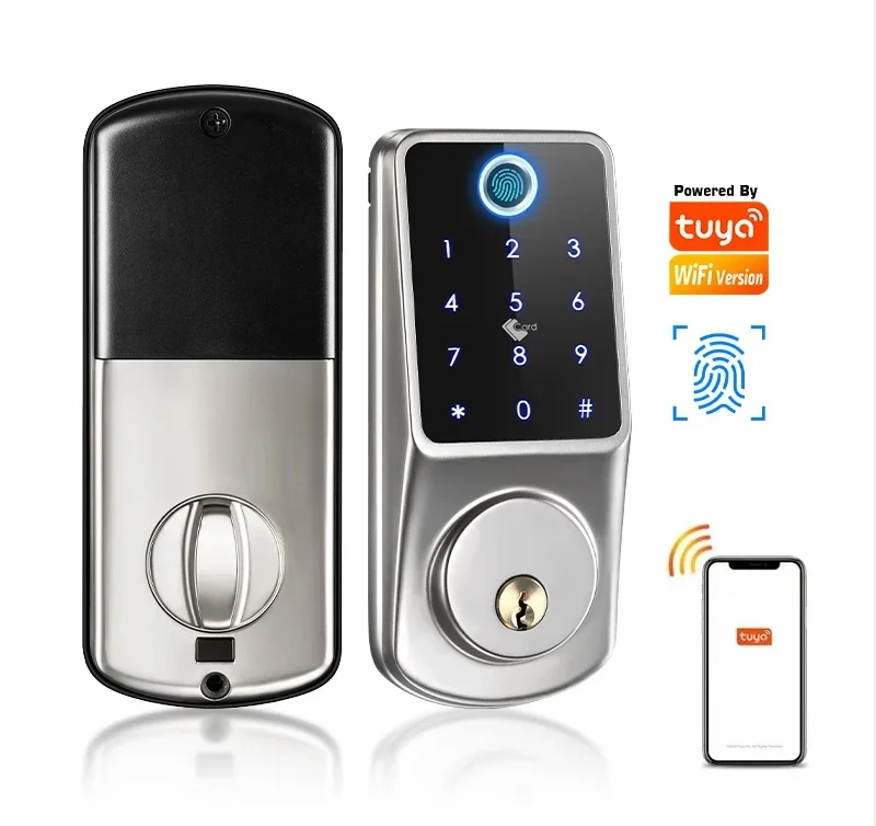 

Automatic Deadbolt lock Tuya WiFi pincode fingerprint keyless keypad touchscreen gate door Electronic digital smart door lock