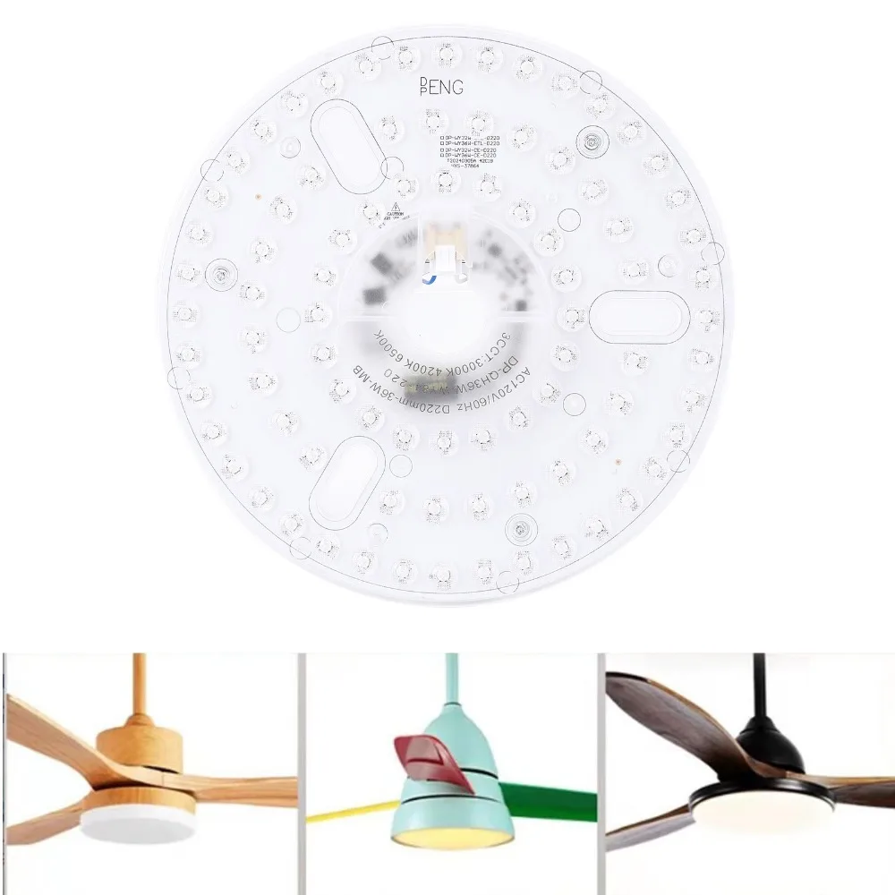 Durable 8.66 Inch Ceiling Fan LED Light Replacement 36W 120V Round LED Light Engine Magnetic Ceiling Fan Light Kit For Kitchens