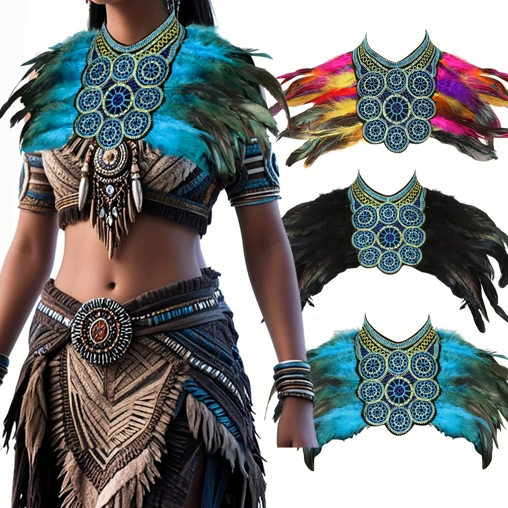 Gothic Hollow-Out Punk Harness Belt with Artificial Feather Shawl, for Night Out, Weekend Casual, Festive Party Accessory