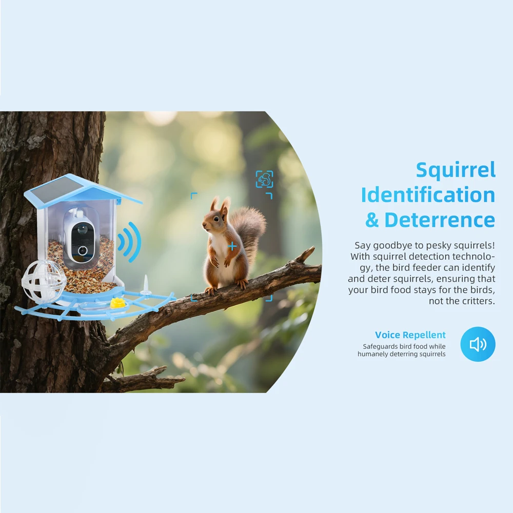 Mangiatoia per uccelli intelligente con telecamera wireless Acquisizione automatica da 4 MP Riconoscimento AI per uccelli Telecamera per aviaiaia Video solare Mangiatoia per uccelli