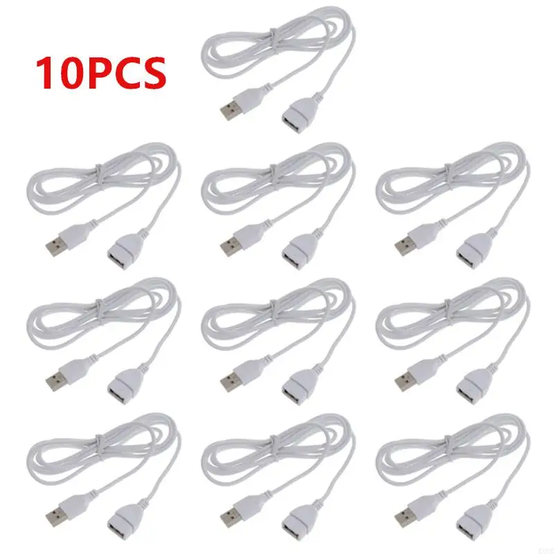 10Pcs White Data Line Wide Scope Of Application Spare Parts Extension Cord Usb Male To Female Usb Male To Female Extension Cable