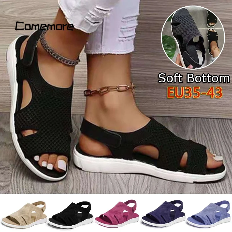 Comemore Flat Shoes Casual Woman Ladies Beach Woman Espadrilles Large Size 43 44 45 2024 Summer Women Men Sandals Free Shipping