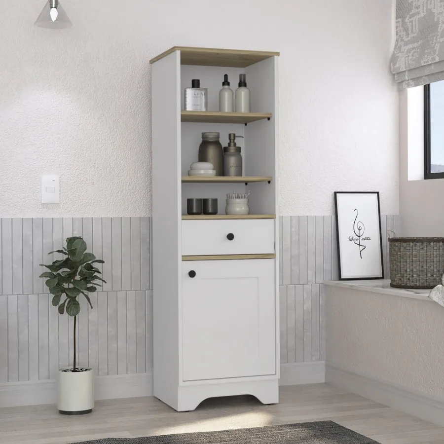 

St. Clair Linen Cabinet Two Interior Shelves Two Open Shelves