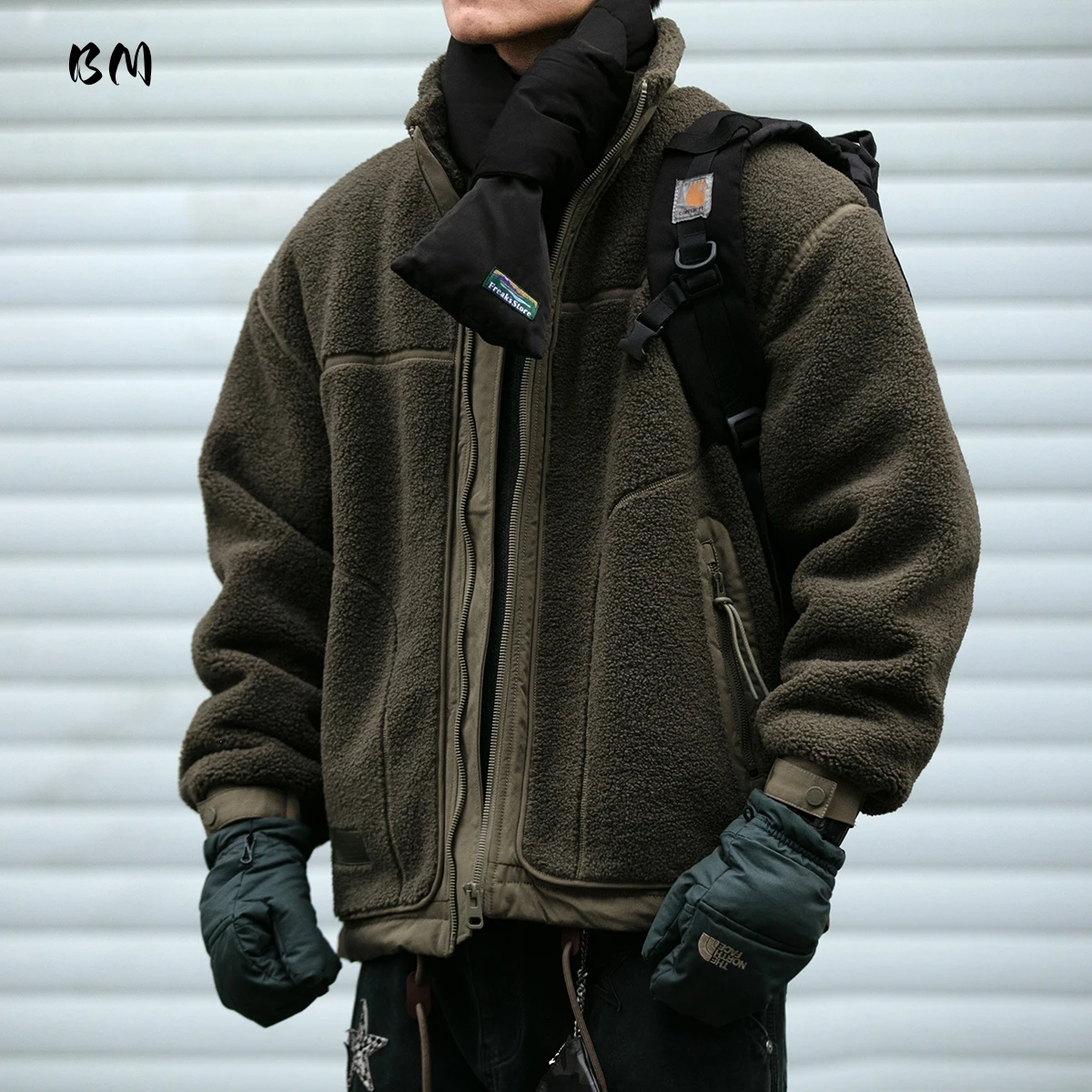 เสื้อแจ็คเก็ตทำงานผู้ชายสไตล์เกาหลี ผ้าฟลีซหนานุ่ม คอตั้ง กันลม กันหนาว ใส่สบาย ดีไซน์ทันสมัย