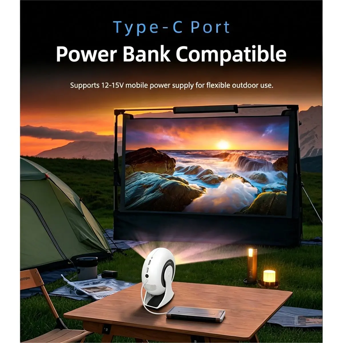 Native Android11 720P Projector 2.4G/5G WIFI BT5.0 Cinema Outdoor Portable 360° Rotable Projector EU Plug
