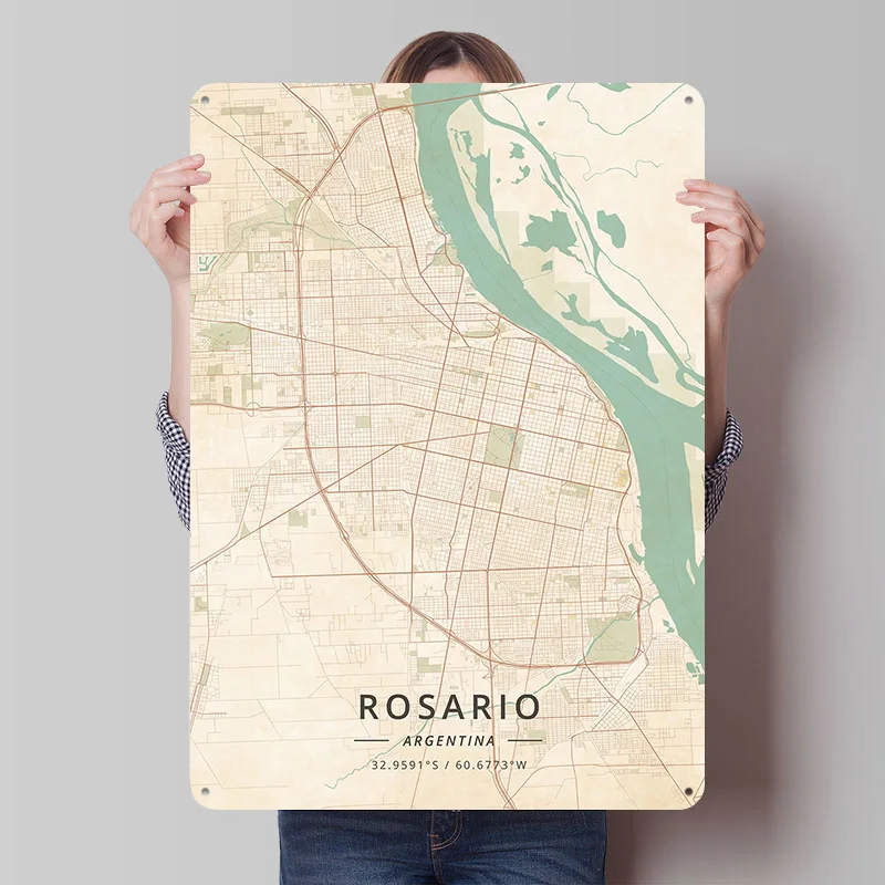 Rosario Argentina Poster Customized Vintage Metal Signs Wall Art Retro Tin Plaque for Room Decoration Garage Decorations Decor