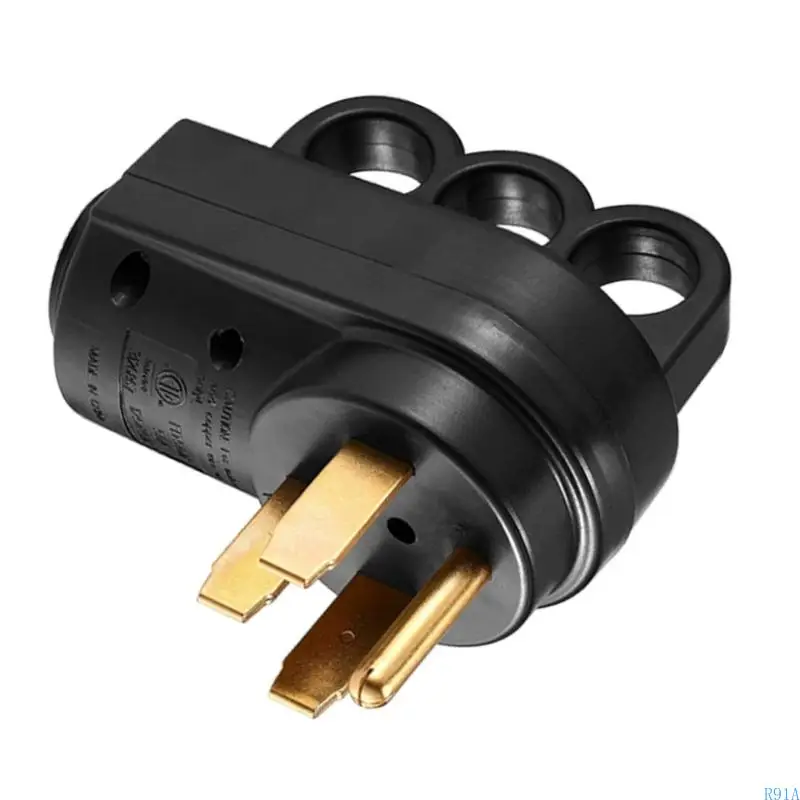 R91A 125V Motorhome Power Plug 50AMP Power Assembly Plug Feature Rear Puller Black