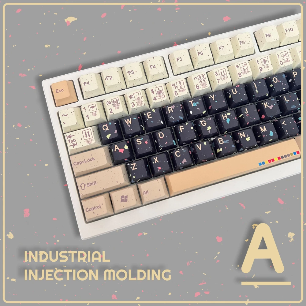 Imagem -02 - Conjunto de Keycap Split-ink para Teclado Mecânico Estilo Industrial Pbt Personalizado Branco Retro Perfil Cereja