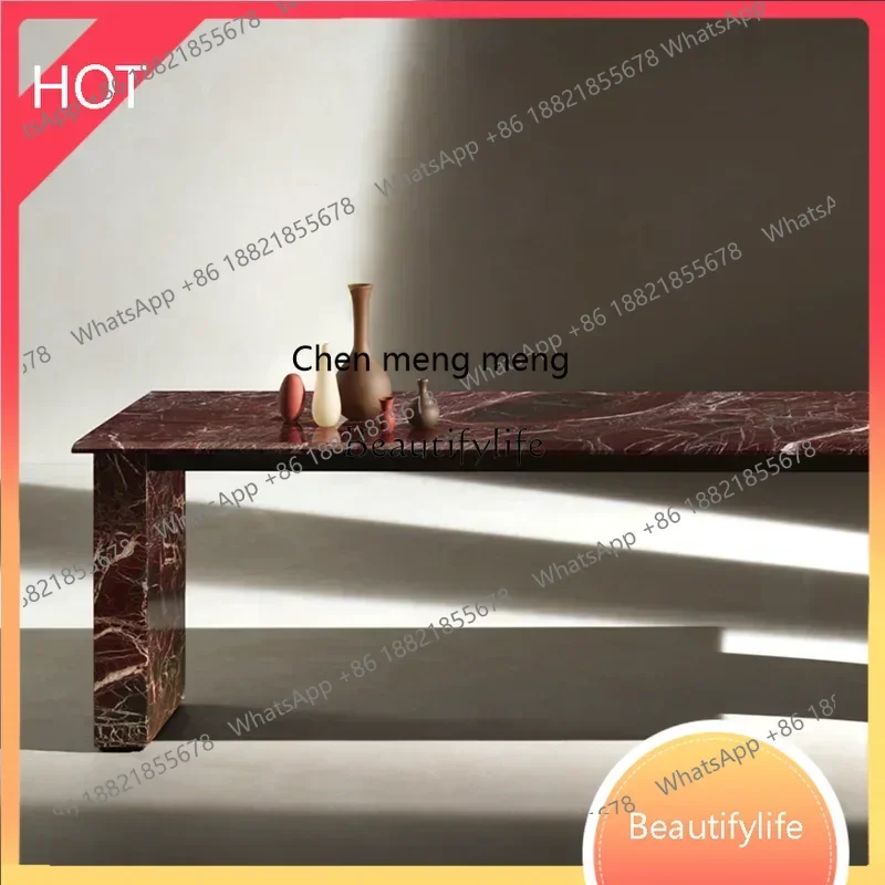 

style Natural marble dining table Rectangle modern simple purple marble dining table ss 8617