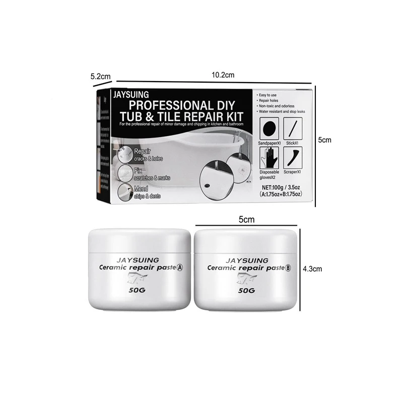 Pasta de cerámica para reparación de azulejos y ducha, agente adhesivo para reparar azulejos de suelo, Kit de porcelana para chips de grietas, 30g/50g, 2 uds.