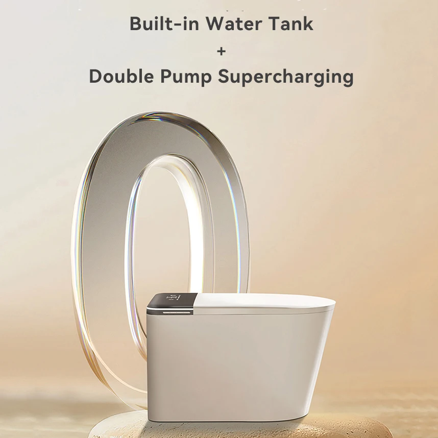 ZXHK Simple Design White Color Floor Mounted Intelligent Water Closet Bathroom U Shape Automatic Ceramic Smart Toilet Commode