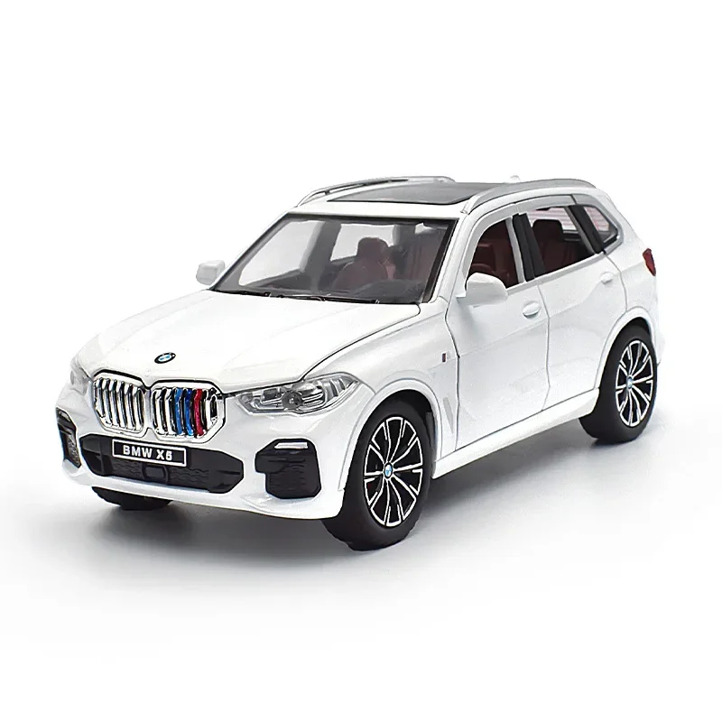 Coche de juguete modelo BMW X5 SUV para niños, vehículo de aleación de Metal fundido a presión, simulación de sonido y luz, regalos de colección