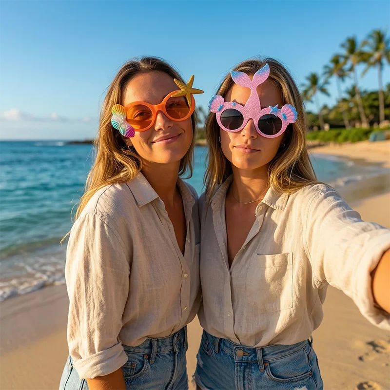 Novelty Glasses, Ocean Themed Party Eyewear, Fun Dress-up Photo Props for Birthday Parties, Summer Hawaiian & Beach Decoration view 4