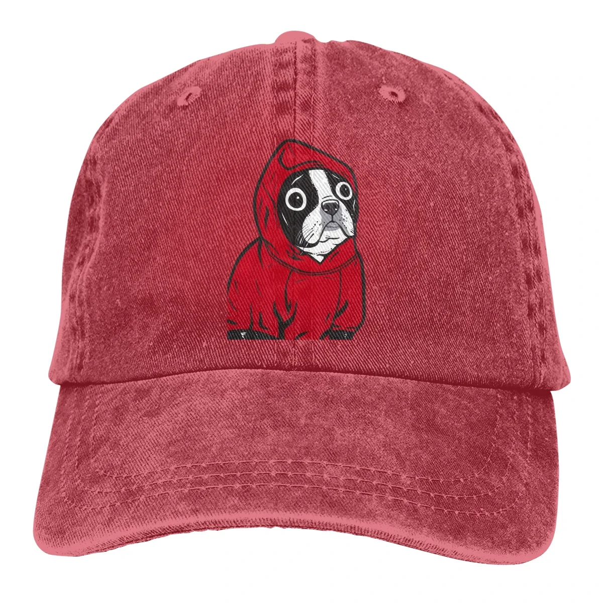 Boston Terrier In A Red Hoodie Baseball Caps Peaked Cap French Bulldog Pet Dog Lover Sun Shade Hats for Men
