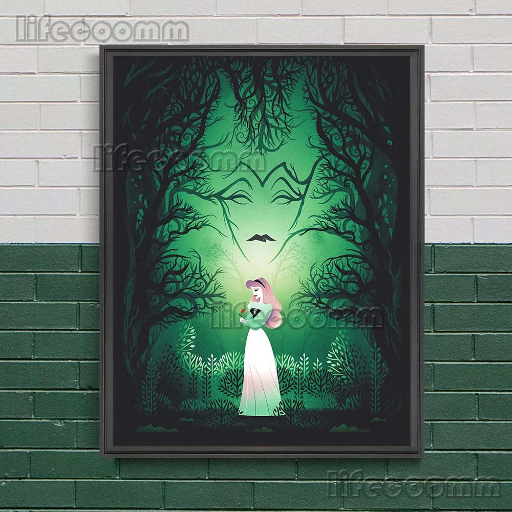 Princess And Villains Fairy Tales Wall Art Canvas Painting Mermaid And The Evil Witch Abstract Art Poster Print Home Decoration