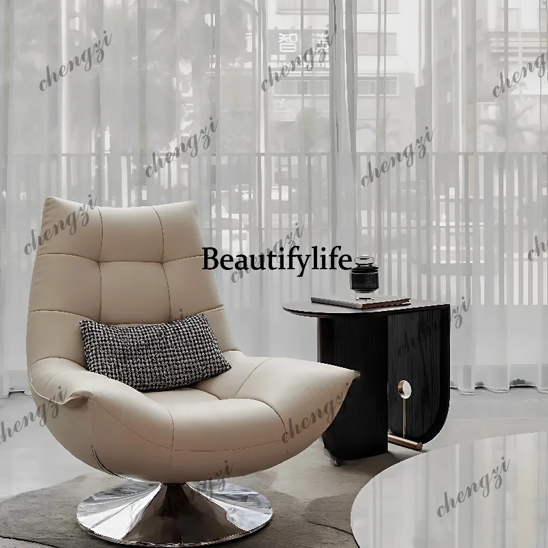 Italian minimalist modern designer fashion rotating sofa chair balcony living room leisure chair high backrest lazy chair